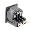Picture of Twin-Fused IEC Inlet, Snap-Fit, Panel Mount, C14 Connector, 4.8 mm Tab Termination, 5mm x 20mm Fuse, 2 mm Panel Thickness
