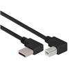 Picture of Right Angle USB Cable, Left Angle A Male/Left Angle B Male Black, 0.3m