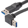 Picture of High Flex Drag Chain USB 3.0 Cable, Type A Male Plug to Right Angle Down Exit Type A Male Plug, 28/26/22AWG, 20276 VW-1 PVC, Black, 0.5m