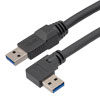 Picture of High Flex Drag Chain USB 3.0 Cable, Type A Male Plug to Right Angle Left Exit Type A Male Plug, 28/26/22AWG, 20276 VW-1 PVC, Black, 0.5m