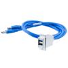 Picture of USB 3.0 Double Stack Adapter Cable, ECF Flange Panel Mount, 2x A Type Female To 2x A Type Male, Chrome Plated Shielded ABS Housing, 1meter