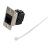 Picture of Ethernet Category 6a/7 10gig Ultra Short-Body Tool-less IDC Keystone Jack Panel Mount Flange Style Kit, RJ45, Unshielded, Black
