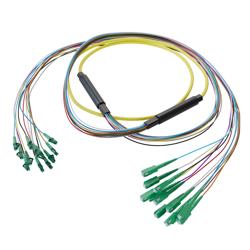 Picture of 12-Fiber LC APC to SC APC, OS2 Single Mode Distribution Cable, 6.2mm Riser, 2.0mm breakout, Yellow-30M