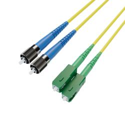 Picture of Fiber Optic Patch Cable, Duplex FC UPC, NK to SC APC, SM OS2, 2.0mm Plenum, Yellow-1M