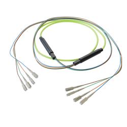 Picture of 4-Fiber SC UPC to SC UPC, OM5 Multimode Indoor Distribution Cable, 4.5mm Riser, 2.0mm breakout, Lime Green-10M