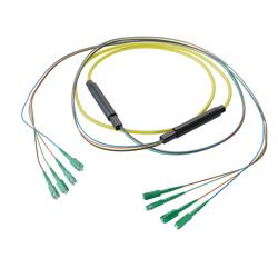 Picture of 4-Fiber SC APC to SC APC, OS2 Single Mode Indoor Distribution Cable, 4.5mm Riser, 2.0mm breakout, Yellow-30M