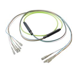 Picture of 6-Fiber SC UPC to SC UPC, OM5 Multimode Distribution Cable, 5.0mm LSZH, 2.0mm breakout, Lime Green-10M