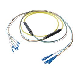 Picture of 6-Fiber LC UPC to SC UPC, OS2 Single Mode Distribution Cable, 5.0mm Riser, 2.0mm breakout, Yellow-30M