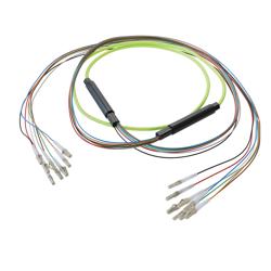 Picture of 8-Fiber LC UPC to LC UPC, OM5 Multimode Distribution Cable, 5.6mm Plenum, 2.0mm breakout, Lime Green-10M