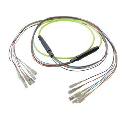 Picture of 8-Fiber SC UPC to SC UPC, OM5 Multimode Distribution Cable, 5.6mm LSZH, 2.0mm breakout, Lime Green-10M