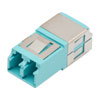 Picture of Fiber Coupler, LC/LC Duplex, Translucent Internal Shutter, Vertical Spring, High Density, No Flange, Aqua