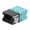 Picture of MPO Simplex Coupler, Translucent Internal Shutter, Key Up-Key Down, Black/Aqua
