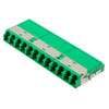 Picture of Fiber Coupler, LC/LC SlimLine 12 port, Translucent Internal Shutter, Side Spring, High Density Reduced Height, No Flange, Green