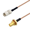Picture of SMA Male to SMA Female Bulkhead Cable Assembly using RG178 Coax, 1 FT