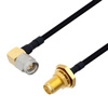 Picture of SMA Male Right Angle to SMA Female Bulkhead Cable Assembly using LC141TBJ Coax, 3 FT