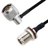 Picture of N Male Right Angle to N Female Bulkhead Cable Assembly using LC141TBJ Coax, 6 FT