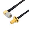 Picture of SMA Male Right Angle to SMA Female Bulkhead Cable Assembly using LC085TBJ Coax, 10 FT