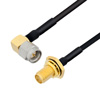 Picture of SMA Male Right Angle to SMA Female Bulkhead Cable Assembly using LC085TBJ Coax, 2 FT