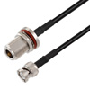 Picture of N Female Bulkhead to BNC Male Cable Assembly using RG58 Coax, 2 FT