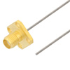 Picture of Hand Formable Test Probe SMA Female 4 Hole Flange to Straight Cut Lead Cable Assembly using LC047TB Coax, Stainless Steel Body, 3 IN