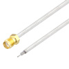 Picture of Hand Formable Test Probe SMA Female to Trimmed Lead Cable Assembly using LC085TB Coax, Gold over Nickel Plated Brass Body, 1 FT