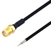 Picture of Hand Formable Test Probe SMA Female to Trimmed Lead Cable Assembly using LC085TBJ Coax, Gold over Nickel Plated Brass Body, 1 FT