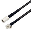 Picture of SMC Plug Right Angle to SMB Plug Cable Assembly using RG174 Coax, 4 FT with HeatShrink, LF Solder