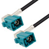 Picture of Water Blue FAKRA Jack Right Angle to FAKRA Jack Right Angle Cable Assembly using RG174 Coax, 6 FT , LF Solder