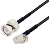 Picture of BNC Male to SMA Male Right Angle Cable Assembly using RG174 Coax, 3 FT with HeatShrink, LF Solder