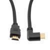 Picture of HDMI 2.0 90 degree Right Angle, M/M, Black PVC Shell with black nylon braid cable, Support 4K@60HZ, 1M