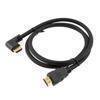 Picture of HDMI 2.0 90 degree Right Angle, M/M, Black PVC Shell with black nylon braid cable, Support 4K@60HZ, 1M