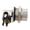 Picture of M12 Shielded Panel Mount Connector, IP67 8 Position X-code Female Receptacle, Right Angle PCB Solder, M16 Front Mounting Style