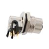 Picture of M12 Shielded Panel Mount Connector, IP67 8 Position X-code Female Receptacle, Right Angle PCB Solder, PG9 Front Mounting Style