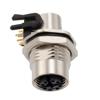 Picture of M12 Shielded Panel Mount Connector, IP67 8 Position X-code Female Receptacle, Right Angle PCB Solder, PG9 Front Mounting Style