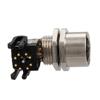 Picture of M12 Shielded Panel Mount Connector, IP67 8 Position X-code Female Receptacle, Right Angle PCB Solder, M12 Rear Mounting Style