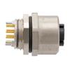 Picture of M12 Shielded Panel Mount Connector, IP67 8 Position X-code Female Receptacle, PCB Solder, M12 Rear Mounting Style
