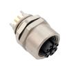 Picture of M12 Shielded Panel Mount Connector, IP67 8 Position X-code Female Receptacle, PCB Solder, M12 Rear Mounting Style
