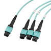 Picture of Fiber Aggregation Conversion Harness, MPO24 no pins to 3xMPO8 no pins, OM3 50/125µm Multimode, OFNR Jacket, Aqua, 10 meter