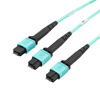 Picture of Fiber Aggregation Conversion Harness, 16 Fiber MPO24 w/ pins to 2xMPO12 w/ pins, OM3 50/125µm Multimode, LSZH Jacket, Aqua, 3 meter