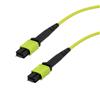 Picture of MPO w/ pins to MPO w/ pins, 12 fiber,Type A,OM5 50/125um Multimode, OFNR Jacket, Lime Green, 10 metr