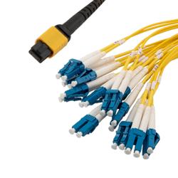 Picture of Type A MPO/UPC Female (w/o pins) to LC/UPC Clipped fan-out, 2.0mm Diameter, 24 Fiber, Single Mode OS2, OFNP Jacket-3M