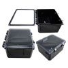 Picture of 12x10x06 UL® Listed Polycarbonate Weatherproof Outdoor IP66 NEMA 4X Enclosure, Clear Lid, Black