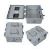 Picture of 12x10x06 Polycarbonate Weatherproof Outdoor IP24 NEMA 3R Enclosure, 120VAC Mount Plate Vented Lid Dark Gray