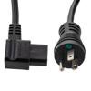 Picture of Hospital Grade N5-15 to Right Angle C13, Coiled 18 AWG Cord, LSZH TPU Jacket, Black, 2 Foot Compressed Length