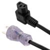 Picture of Hospital Grade N5-15 with LED to Right Angle C13, Coiled 18 AWG Cord, LSZH TPU Jacket, Black, 2 Foot Compressed Length