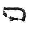Picture of EU Type F Schuko Plug to C13, Coiled 18 AWG Cord, LSZH EPR Jacket, Black, 1 Foot Compressed Length