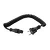 Picture of EU Type F Schuko Plug to C13, Coiled 18 AWG Cord, LSZH EPR Jacket, Black, 1 Foot Compressed Length