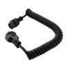 Picture of EU Type F Schuko Plug to C13, Coiled 18 AWG Cord, LSZH EPR Jacket, Black, 2 Foot Compressed Length