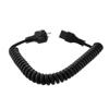 Picture of EU Type F Schuko Plug to C13, Coiled 18 AWG Cord, LSZH EPR Jacket, Black, 2 Foot Compressed Length