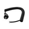 Picture of EU Type F Schuko Plug to Open, Coiled 18 AWG Cord, LSZH EPR Jacket, Black, 2 Foot Compressed Length